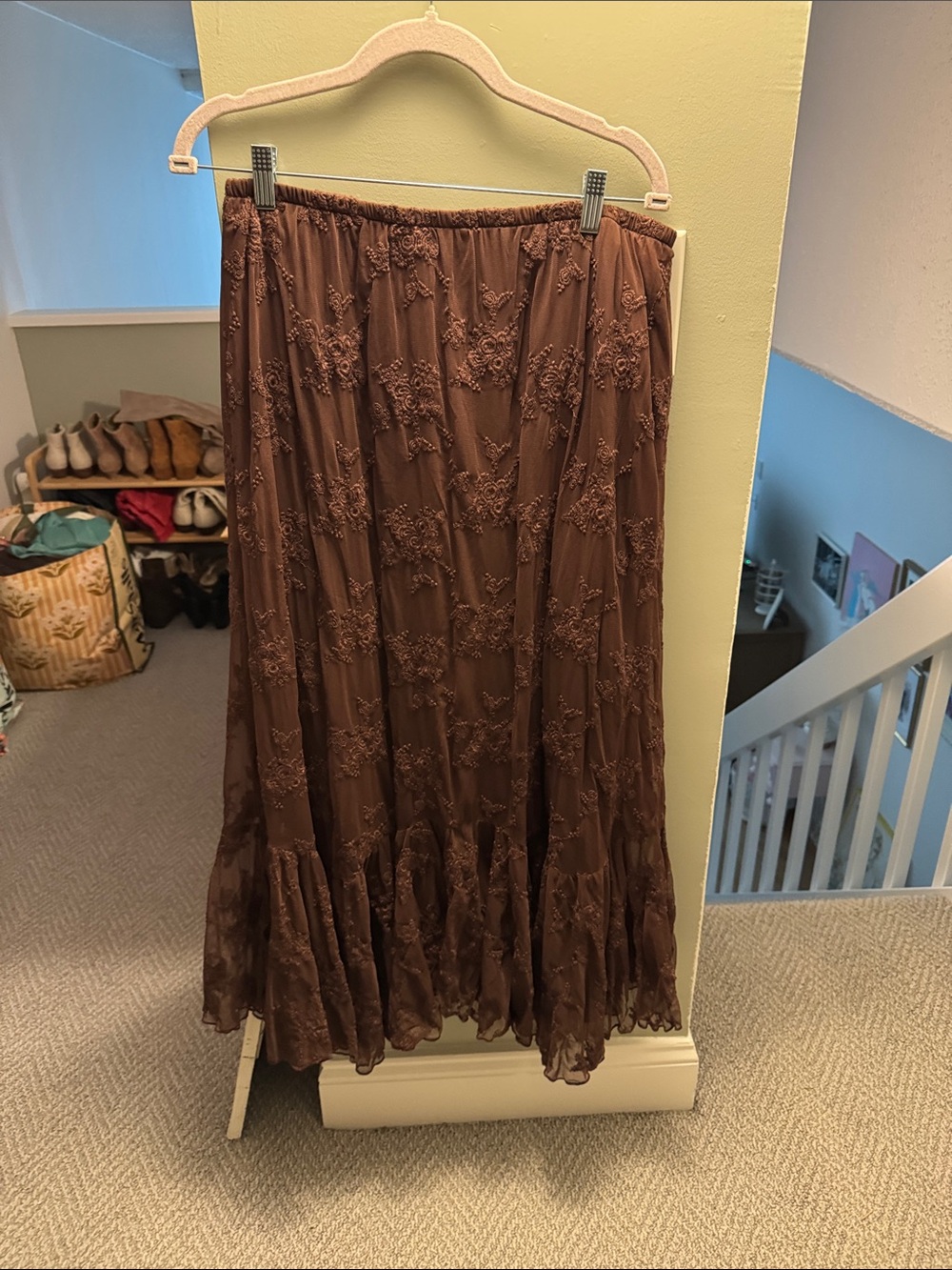 Abercrombie & Fitch Brown Embroidered Maxi Skirt